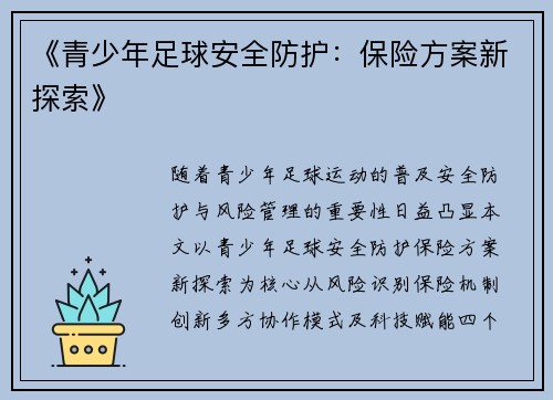 《青少年足球安全防护：保险方案新探索》